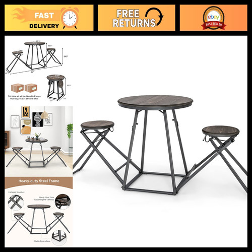Round pub table set with - set,